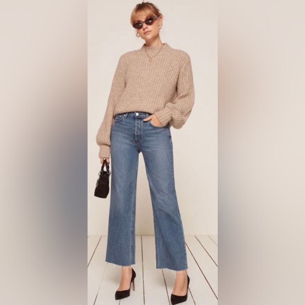 Reformation Fawcett High Rise Button Fly Cropped Jeans Size 27